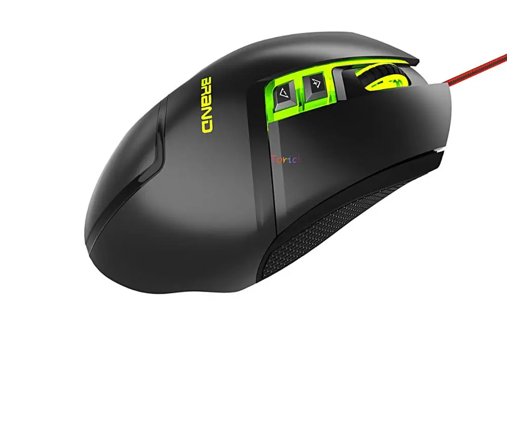 Torich Ergonomic Wired Mouse 7 Button Optical Mice 4 Adjustable DPI Levels 7 Colors RGB LED Breathing Light Fit for Notebook PC