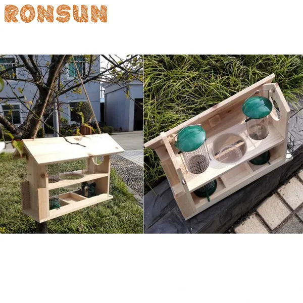 Автоматическая Большая подвесная деревянная кормушка для диких птиц для сада