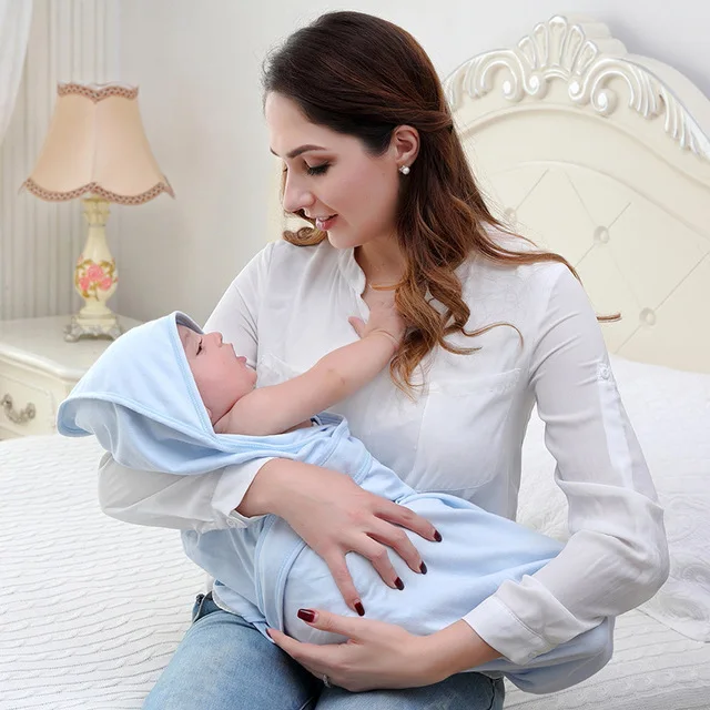 Муслин Хлопок ребенок с капюшоном пеленать халат мягкий детский халат