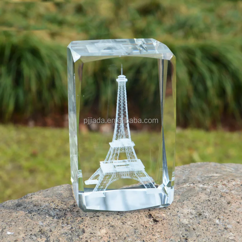 3Dレーザー彫刻パリフランスエッフェル塔クリスタルガラスキューブ