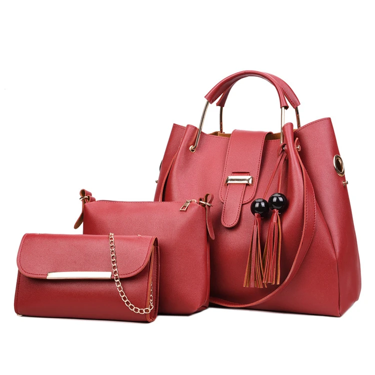 Red Pu Leather Ladies Fashion Bags