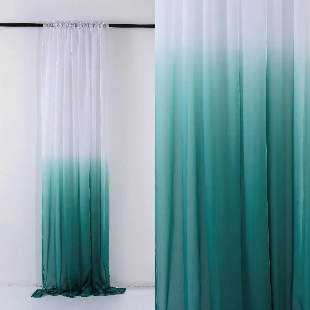 Custom Gradient Color Voile Fabric Sheer Curtains for Living Room Bedroom