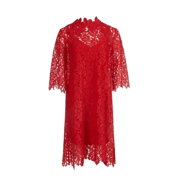 Fashion Elegant Mother Of The Bride Dress With Half Lace Sleeve Red Evening Dresses