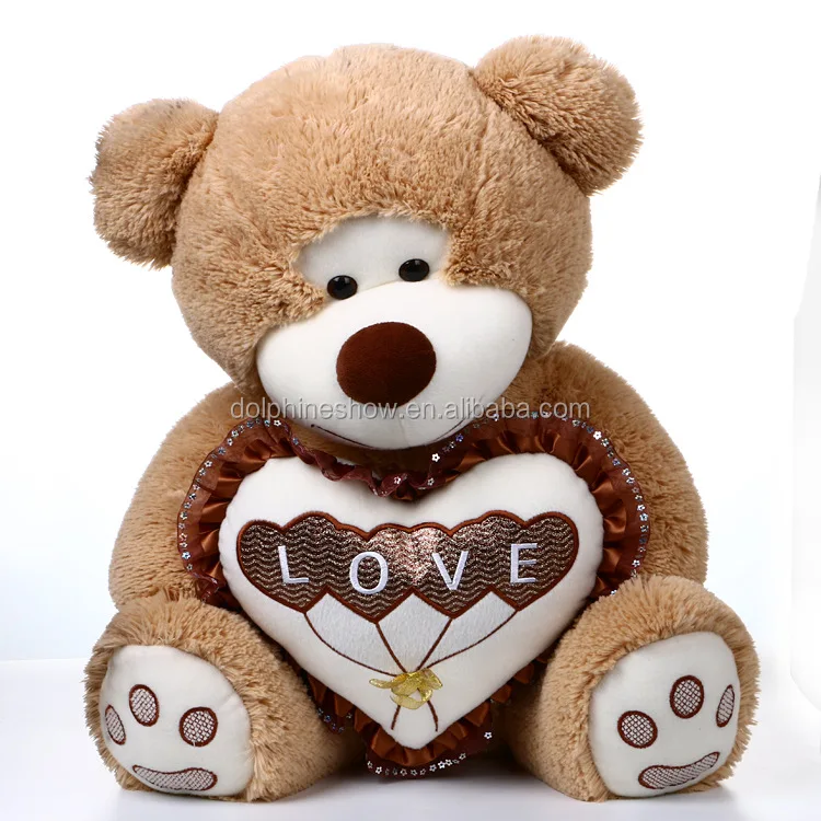 Muñeco de felpa de San Valentín oso de peluche rosa con corazón en