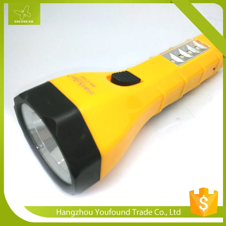 Led Rechargeable Flashlight With Two Pins Plug Big Reflective Lamp Head ...