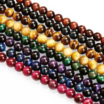 Wholesale Natural gemstone Tiger eyes beads Round loose stone bracelet jewelry 6 8 10 mm crystal beads for jewelry making