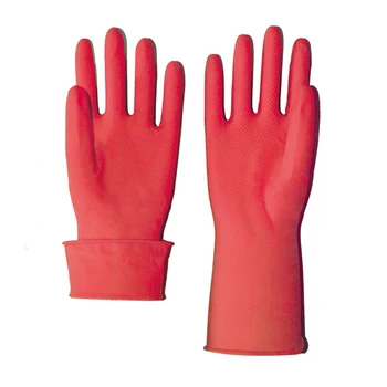 Waterproof Household 12-Inch Latex Gloves with Cotton and Rubber Reusable for All Seasons-Medium Thickness