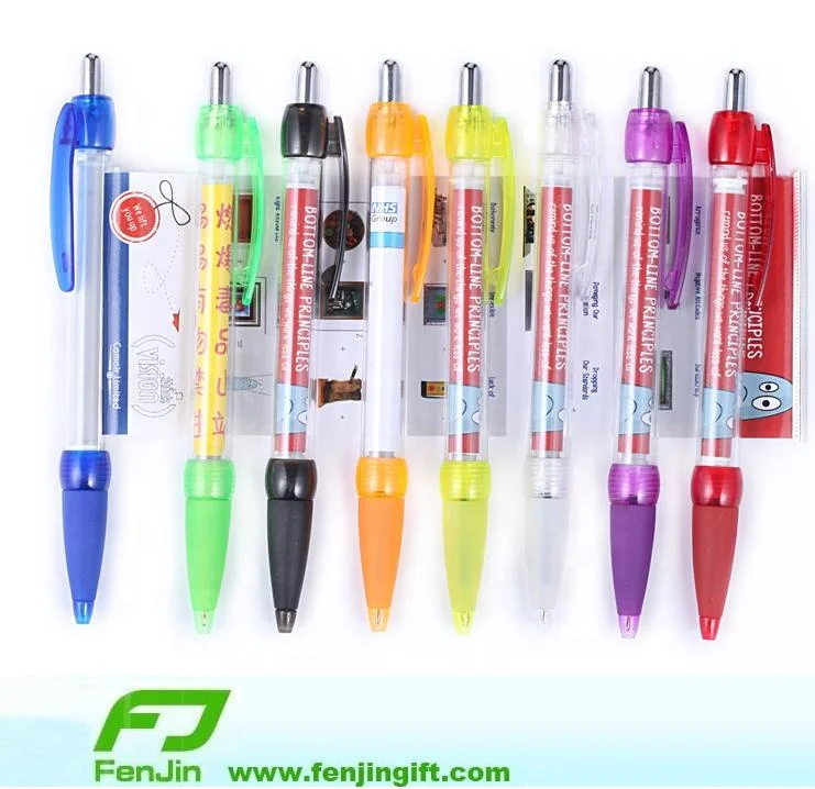 Paper Scroll Pen Custom Plastic Scroll Banner Ball Pen With Full Print Pull Out Paper for Promotion