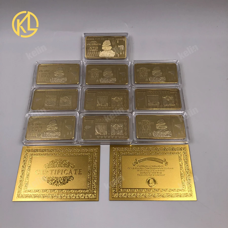 270pc Zimbabwe 24k Gold Plated One Hundred Trillion Gold Bar Quintillion Five Octillion Dollars