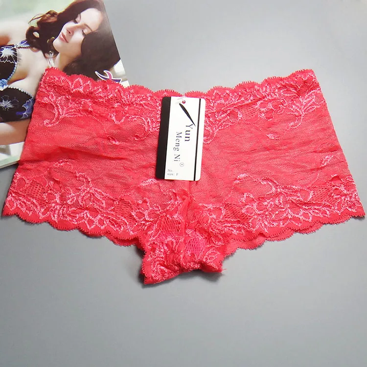 Yun Meng Ni Underwear Wholesale Cheap Clearance Underwear Sexy Womens Transparent Lace Boyshort Panties_voghion.com