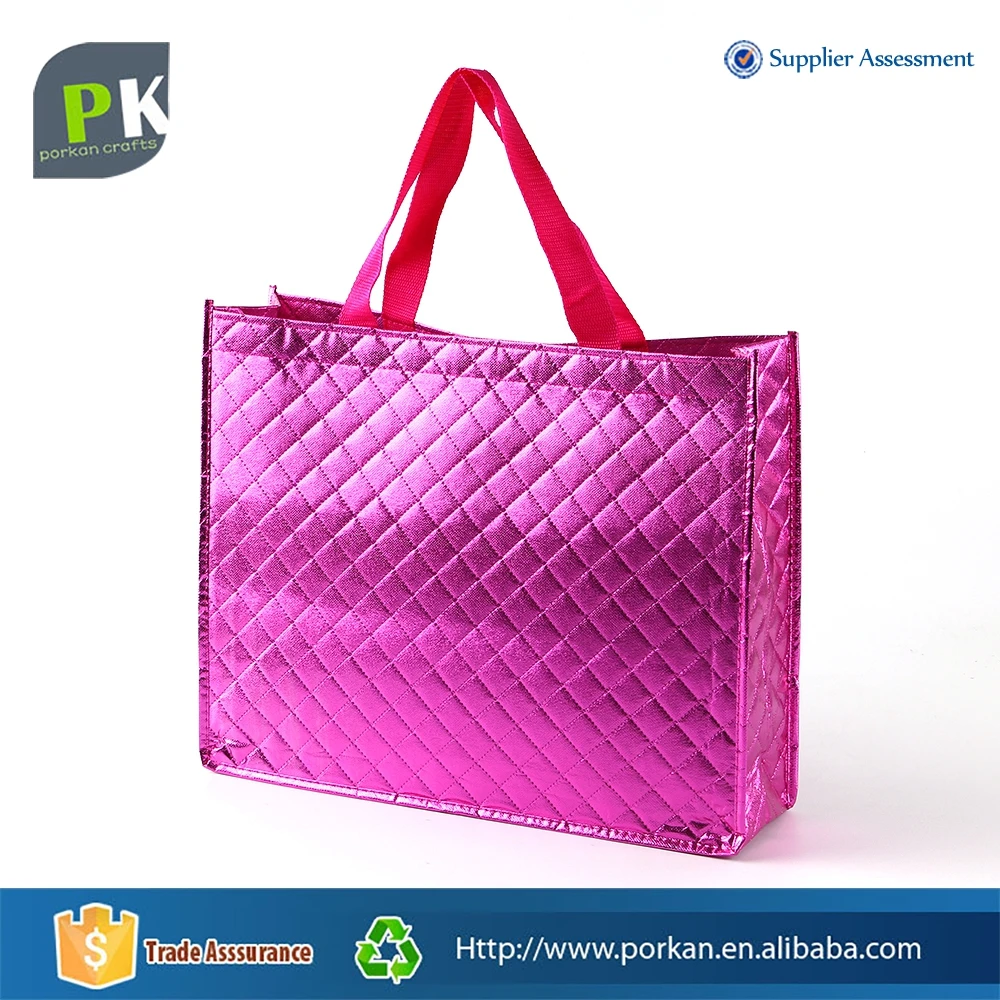 Custom Logo Eco Friendly Quilted Non Woven Going Out Tote Bag Laminated with Silver Custom Design Promotional Gifts Recyclable