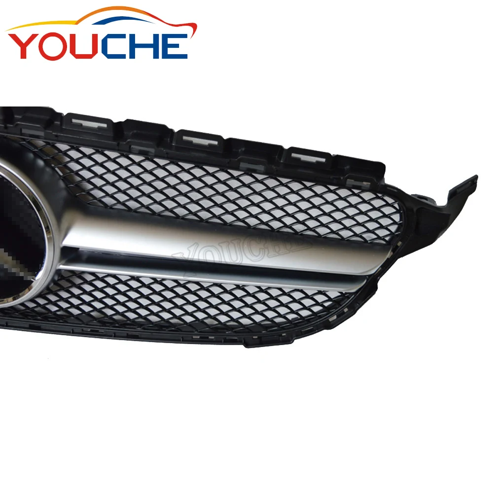 
AMG стиль передний бампер решетка капот для Mercedes Benz C class W205 sport edition 2015-2018 Серебряный ABS решетка 