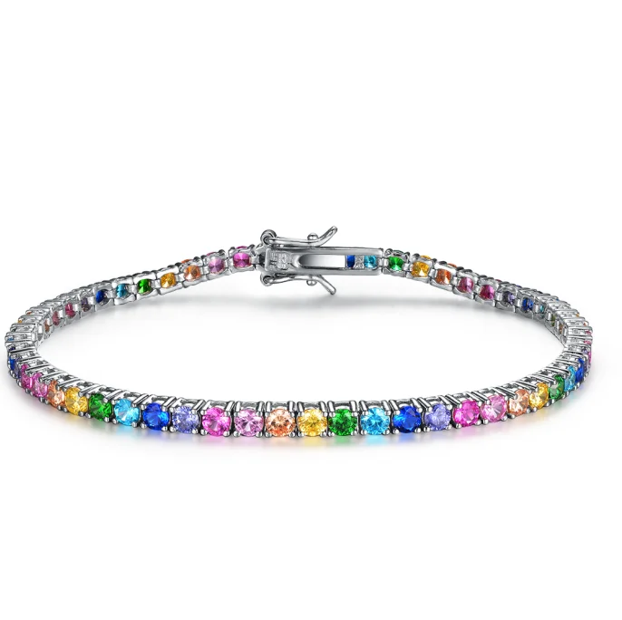 Vlove Jewelry High Quality Rainbow Gemstone Tennis Bracelets For Women