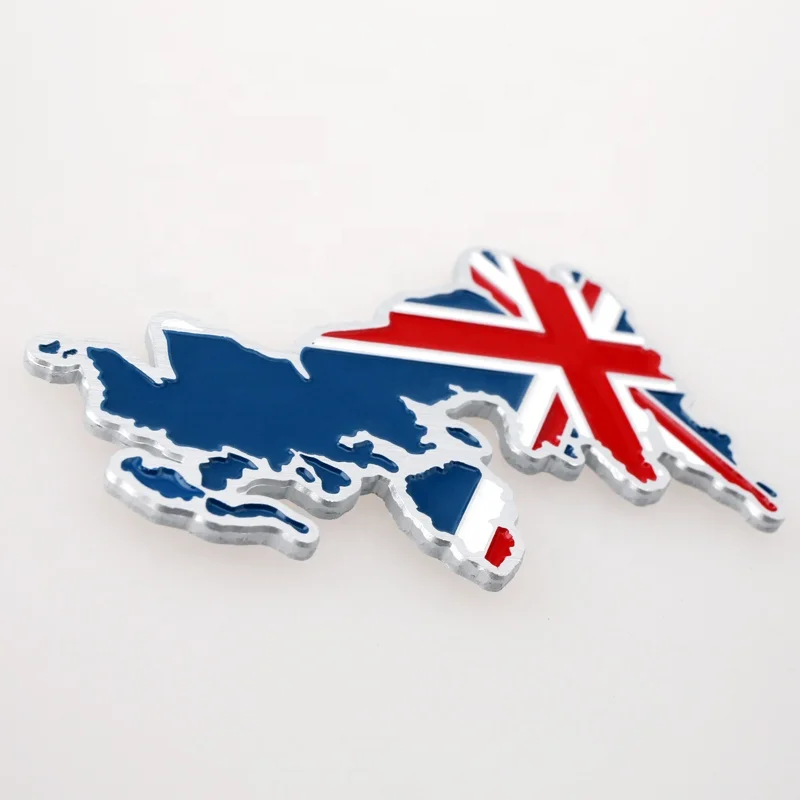 ETIE Factory Cheap Low Prices Custom Made Car Emblems UK Flag Badges Aluminum Alloy Matel Nameplate Body Stickers Car Decor