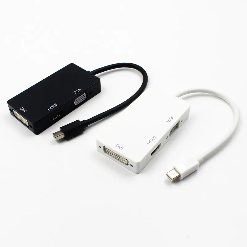 3 in 1Mini Display Port DP Thunderbolt to DVI VGA HDMI Adapter Cable For Mac PC 