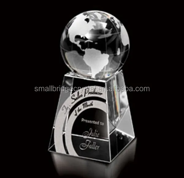 Mini troféu personalizado gravado a laser com cristal global