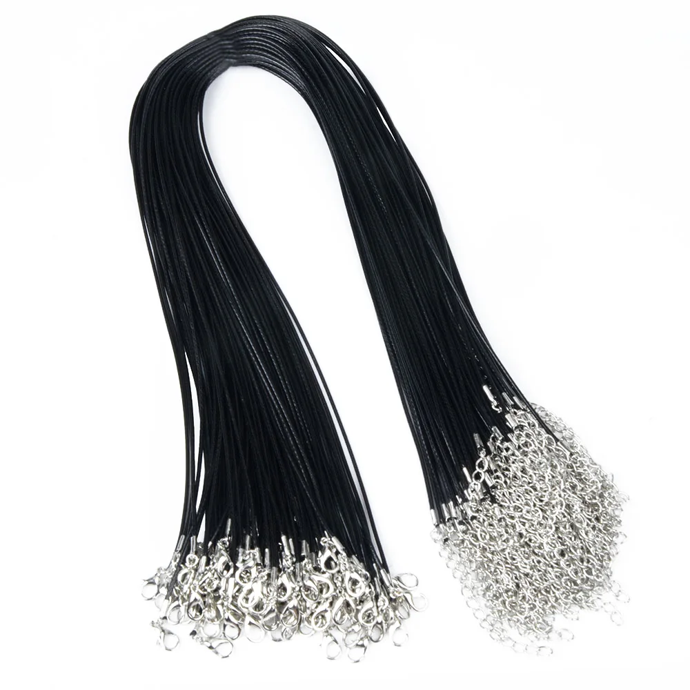 1.5mm Black Waxed Cord Chain Necklace 