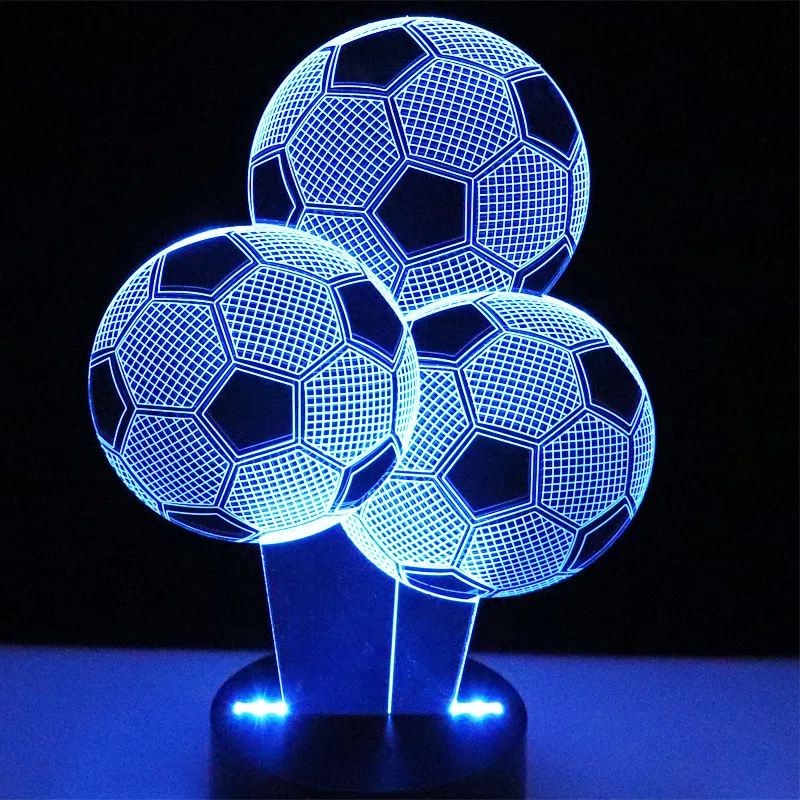 3D LED Night Light Multiple Football Soccer With 7 Color Acrylic Light Home Decoration Lamp Amazing Visual Optical Lights