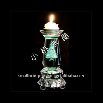 Crystal candleholder laser engraving christmas tree