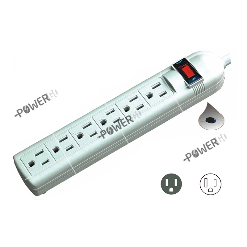 6 Outlet Power Electrical Wall Flat Plug Socket Surge Protector Strip Adapter 