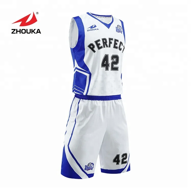 X27 White Blue Black Custom Basketball Uniform Packages | YoungSpeeds Mens