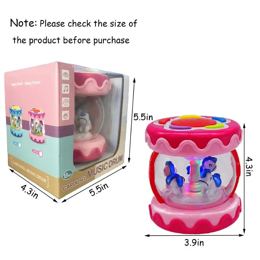 
Детская музыкальная игрушка карусель Музыкальный барабан, центр активности с подсветкой, звуками и музыкой, Ранние развивающие игрушки для младенцев и ясельного возраста 