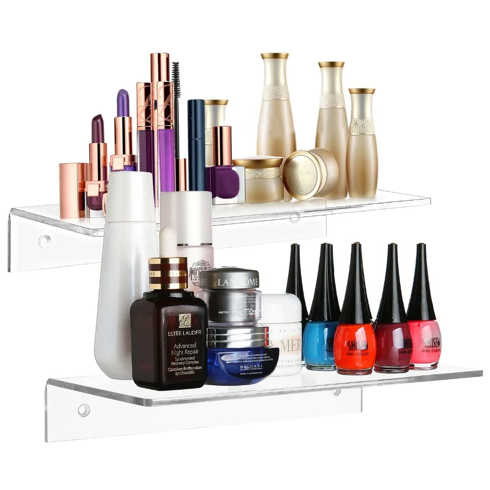 12" Clear Acrylic Floating Shelf Wall Mounted Display Organizer Set Of