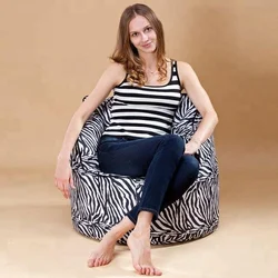Custom sublimation giant bean chair lazy bag armrest zebra print bean bag chair
