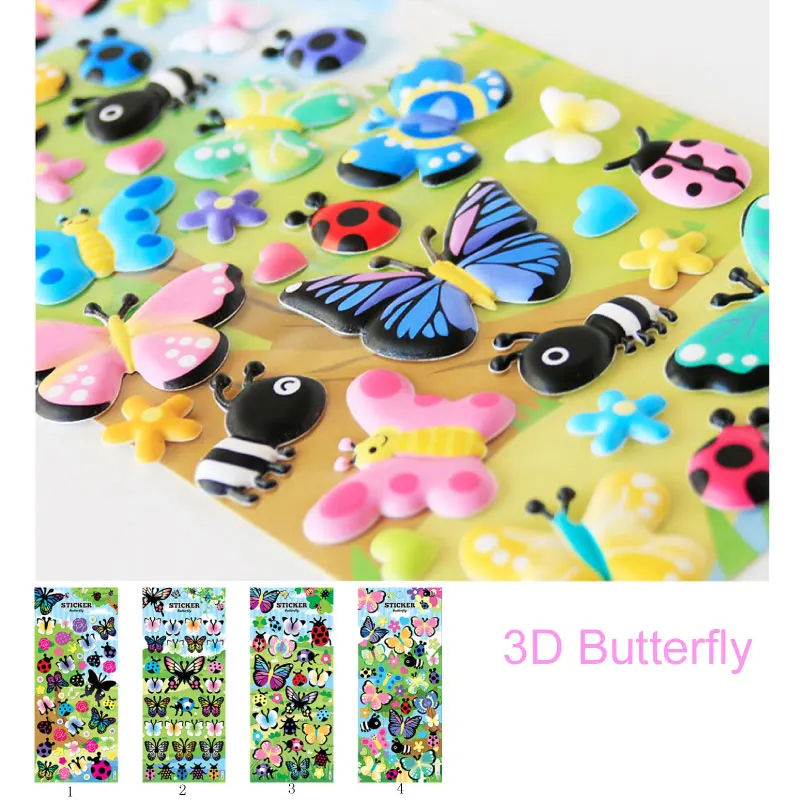 Details about   3D Bubble Butterflies Puffy Sticker 17pcs Foam Sticker Card of Butterflies 