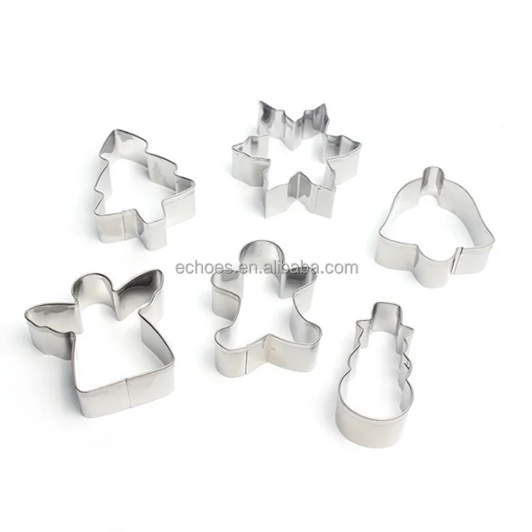 6 Piece Christmas Tree Snowman Cookie Cutters Set Stainless Steel Biscuit Cookies Molds For Kids