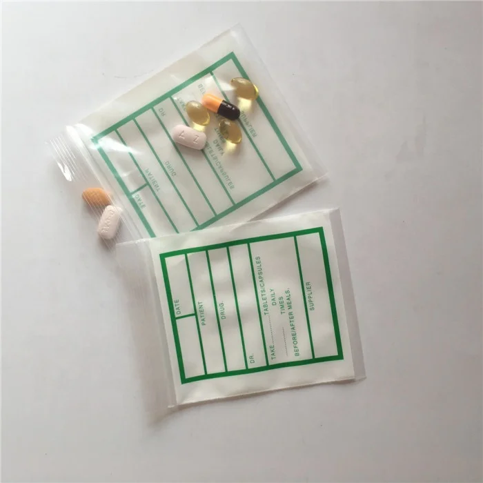 Medical 100% Ldpe Printed Pill Medicine Dispensing Envelope Packaging Reclosable Bag Medicine Organizer 3