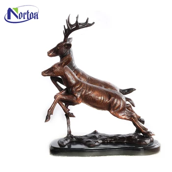現代の家の装飾金属鹿置物等身大アンティーク動物キャストブロンズ真鍮