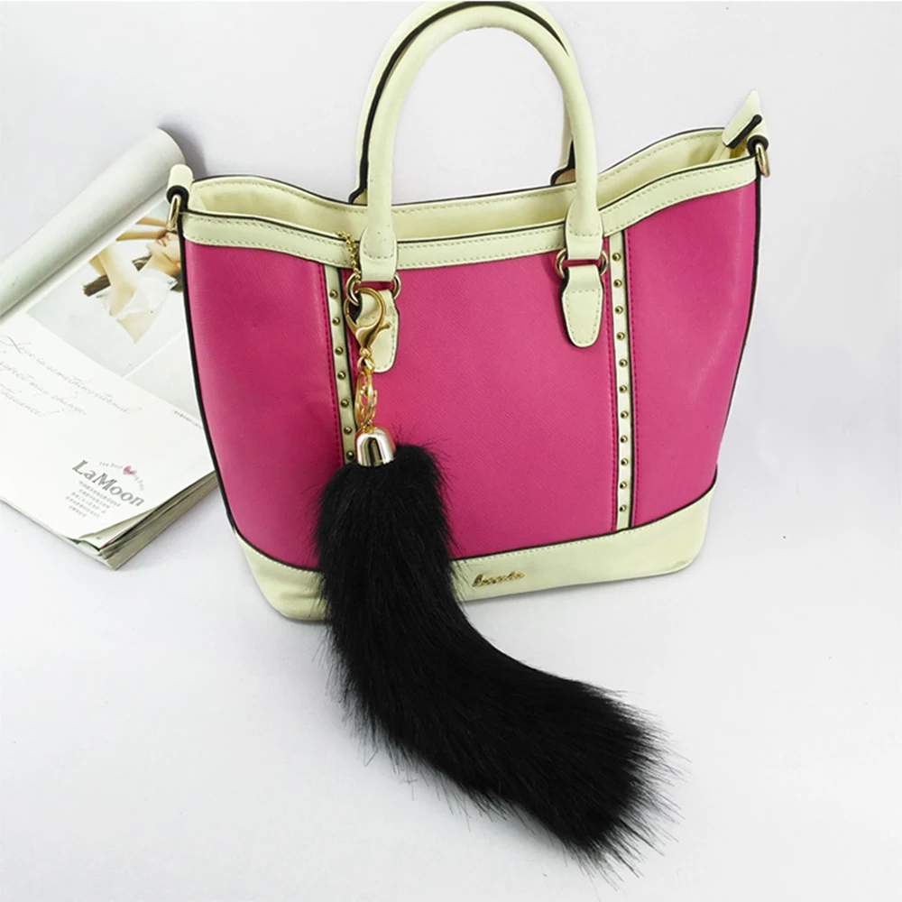 Yongze Soft Long Fur Generic Fake Fox Tails Keychain Wholesale Cheap Plush Keychains
