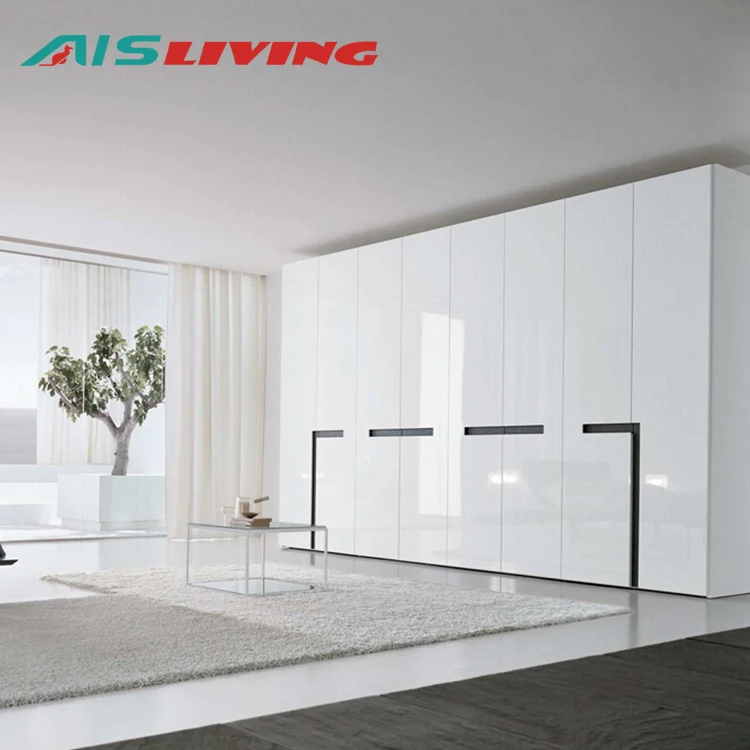 2022 Melamine White Hanging Door High Gloss Furniture Lacquer Wardrobe for Bedroom White Tall Contemporary Wardrobe Cabinets