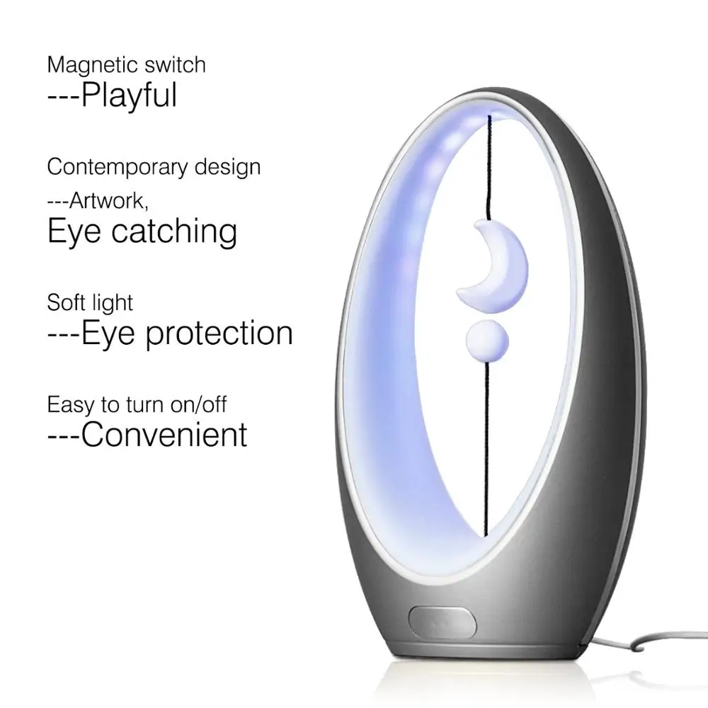 LED Bedside Lamp Sailing Art Lamp Balance Lamp with Magnetic Suspension Switch for Bedroom Living Room