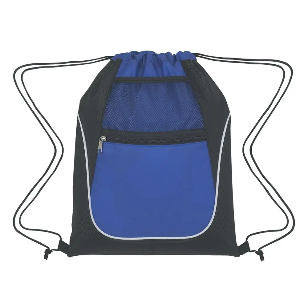 Three Colors Option Drawstring Pack With Dual Pockets 210d Polyester ...