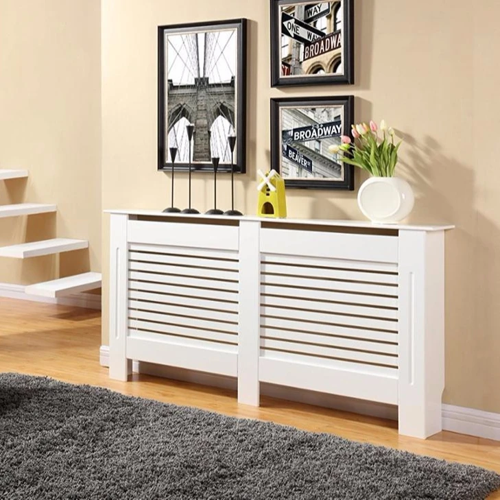 Radiator Cover Cabinet Wood MDF White Or Grey Traditional Cross Design