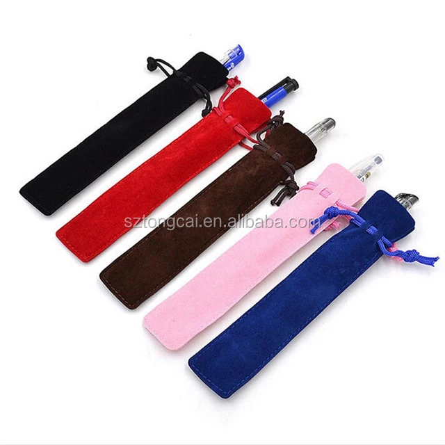 Wholesale Suede Drawstring Pen Sleeve Velvet Pen Pouch Gift Pouch Black