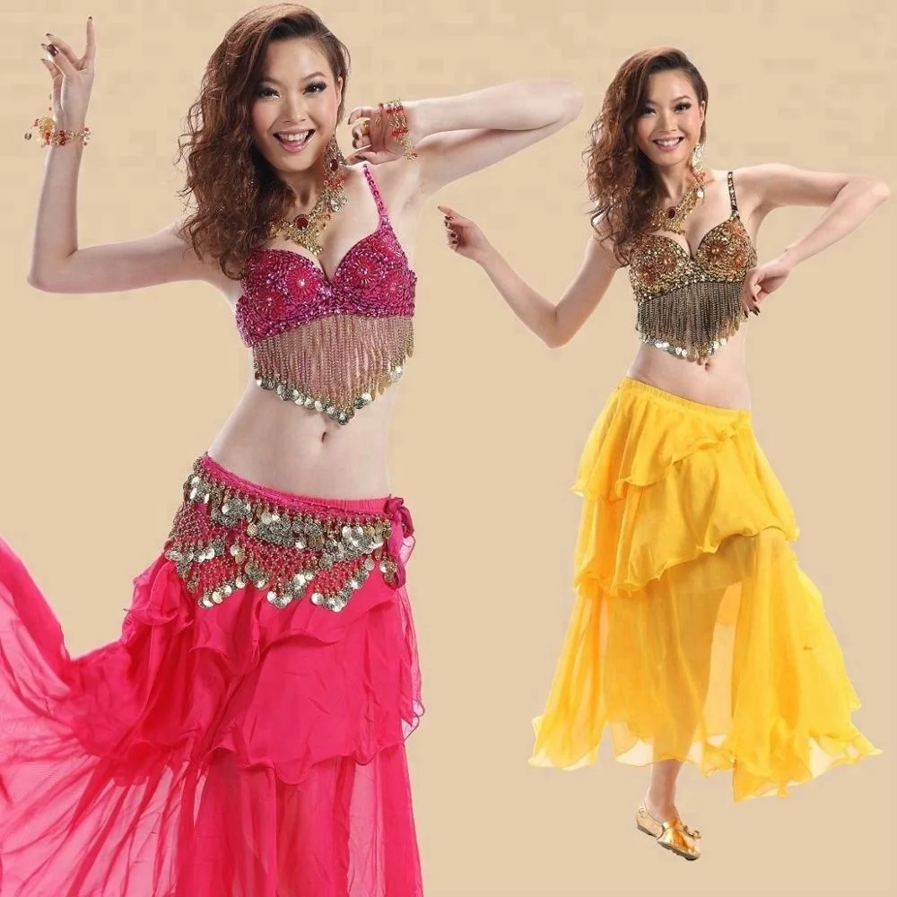 Bauchtanz Kostüm Hüftgürtel Belly Dance Tuch Karneval Münzengürtel Bollywood 