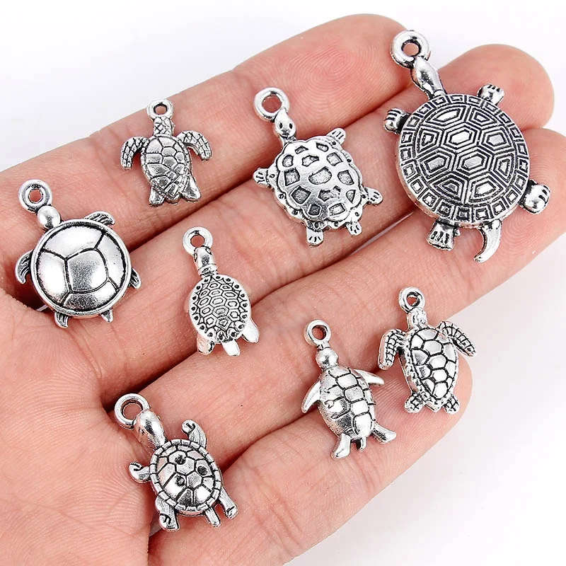 Mixed Antique Silver Lucky Turtle Tortoise Charms Pendant Diy 