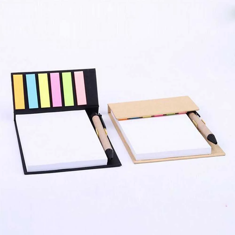 Eco Combined Sticky Note Pad Set With a Paper Pen