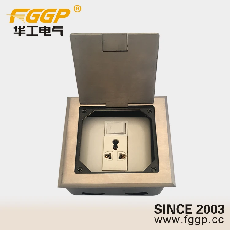 13 Amp 220v Floor Mounted Stainless Steel Cover Switched Socket Outlet With Junction Box 13a Single Product 13 Amp 220v Floor Mounted Stainless