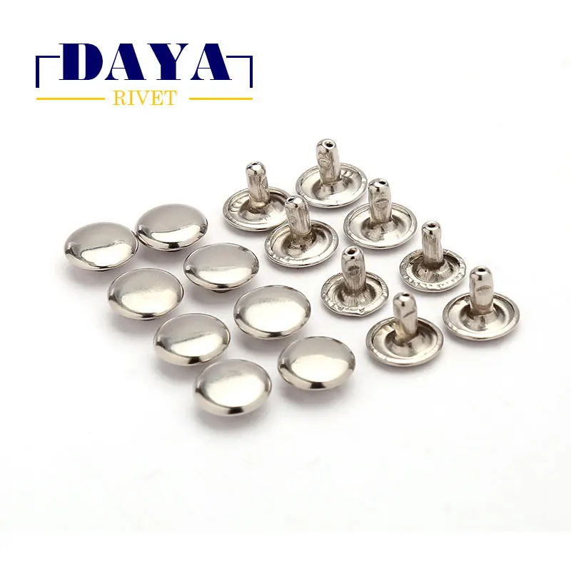 Лидер продаж двойное лицо 9*9 + 9 мм дешевые никель/Золотая кожа заклепки из нержавеющей стали с жемчужными заклепками