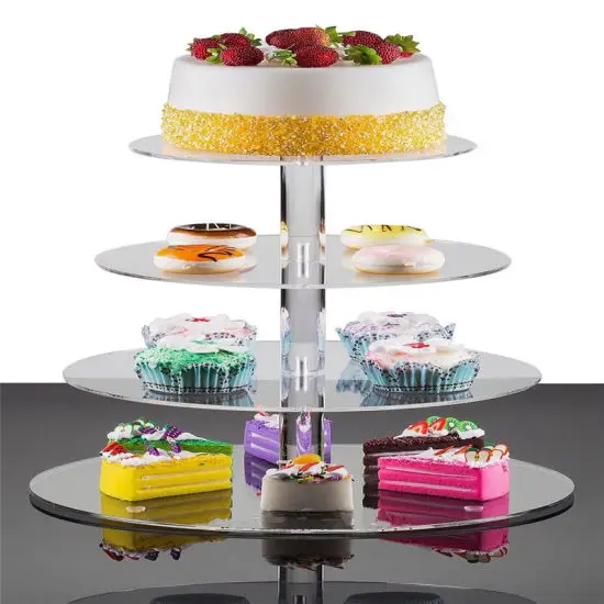 Cake Stand 3/4 Tier Acrylic Round  Birthday Wedding Party Cupcake Tower Display 