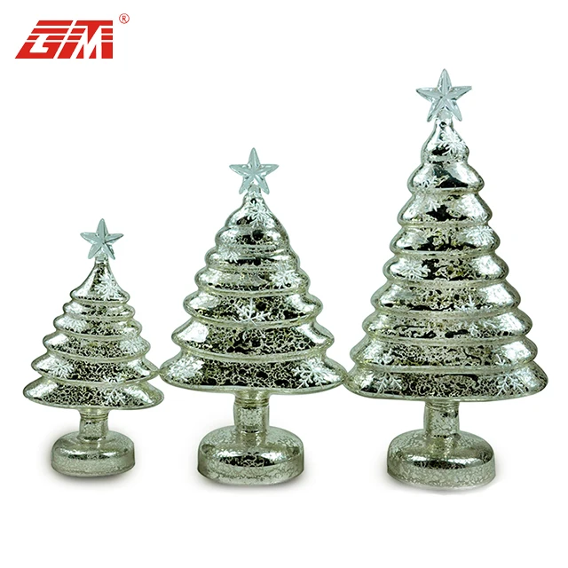 Hot sale glass christmas tree with ornaments christmas tree decoration item manufacture