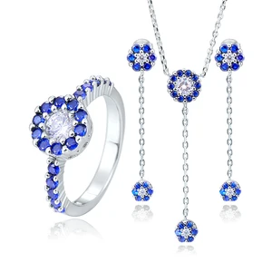 POLIVA European and American Style Elegant S925 Sterling Silver Bridal Jewelry Sets Gemstone CZ Evil Eyes Shape for Wedding