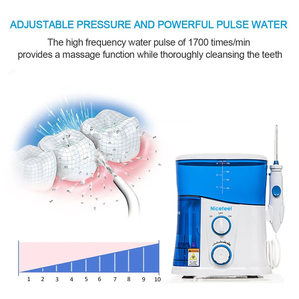 1000ML Water Flosser UV Light Sterilizer Jet Pick Oral Irrigator