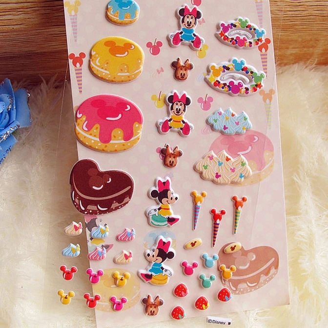 Custom Design 3D Donut Shaped Puffy Stickers for Girl Eco Friendly Cute Cartoon Bubble Sticker