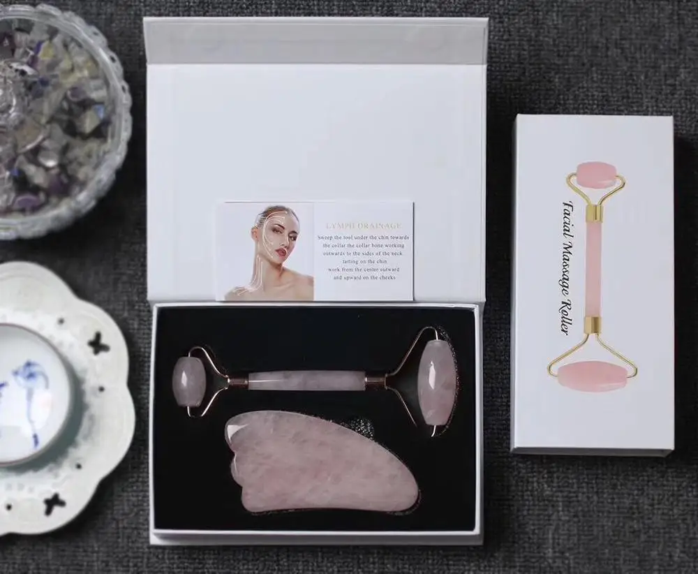 Натуральный нефритовый ролик для лица и массажный инструмент гуаша для лица, глаз, шеи, кожи, массажа тела и омоложения кожи, похудения