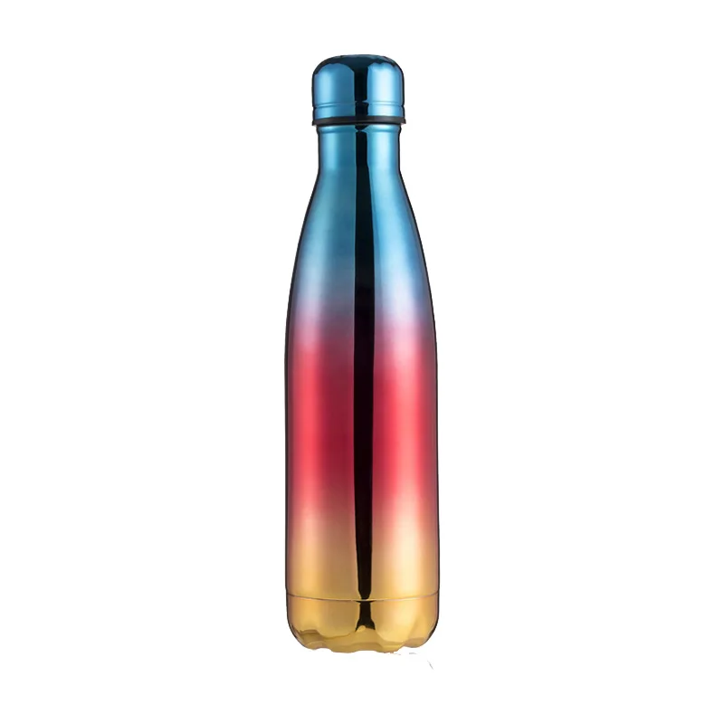 500ml Gradient Electroplating Stainless Steel Insulated Water Bottle Tumbler for Drinking Cola Bottle Style